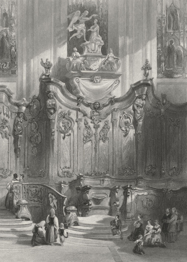 GERMANY. Screen in Mainz cathedral, Rhine. Wright 1840 old antique print